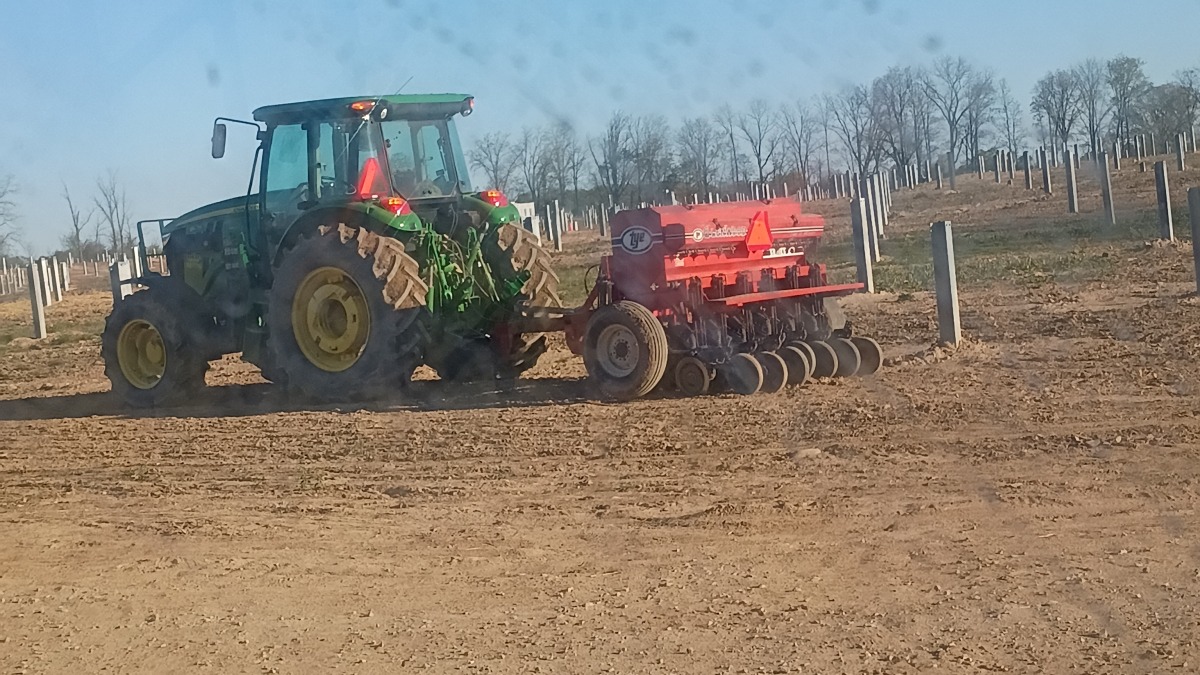 Tractor and seeder I was running at my job