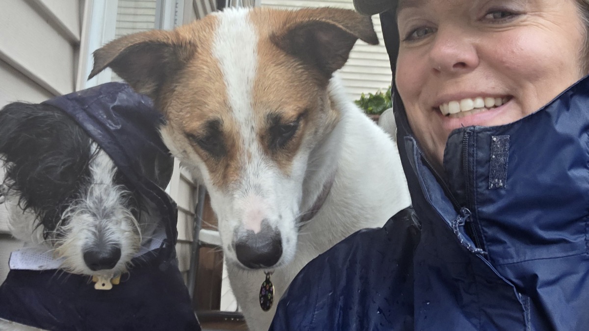 Working with chickens and gardening in the rain