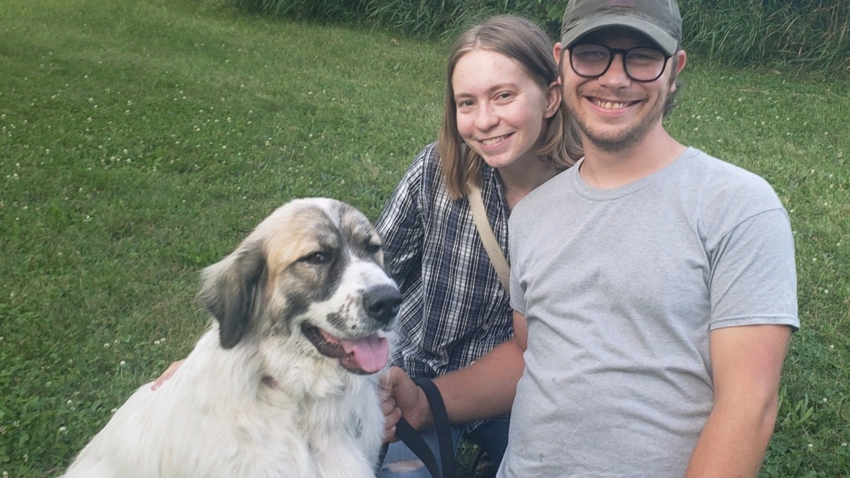 Abby, Austin, and their livestock guardian dog Lily