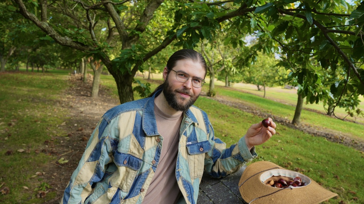 Me standing in a chestnut orchard