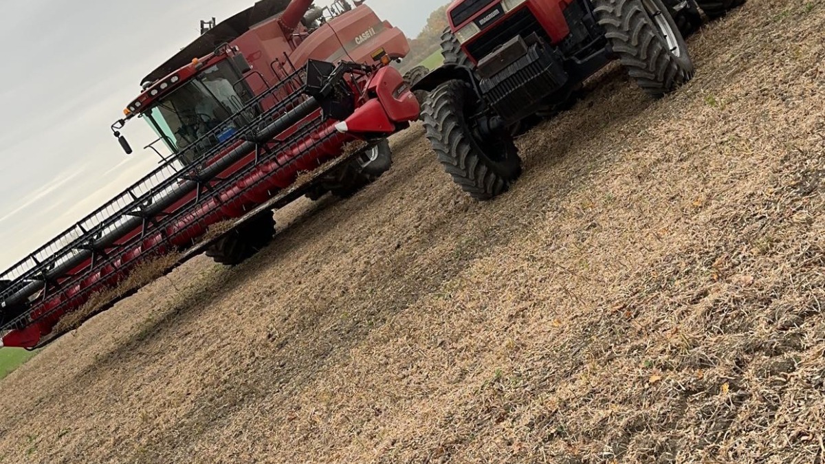 This is our combine and grain cart cutting soybeans 