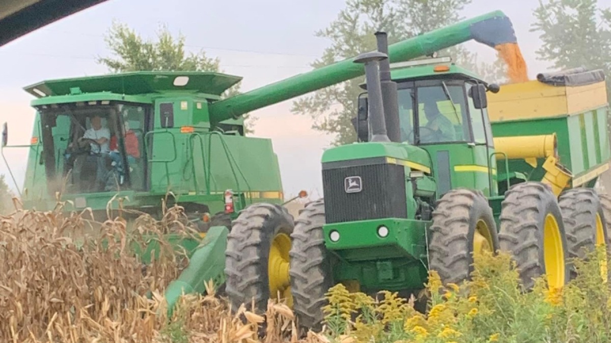 I’m shelling corn on our family farm 