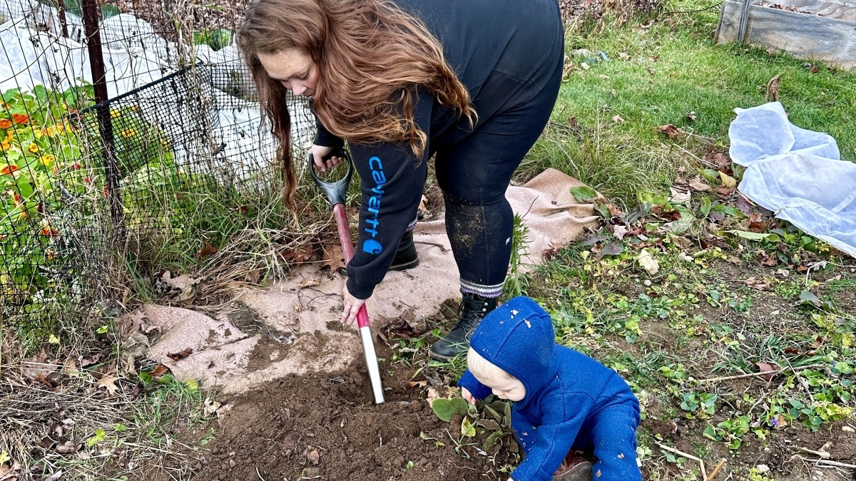 Just me and my boys digging potatoes 