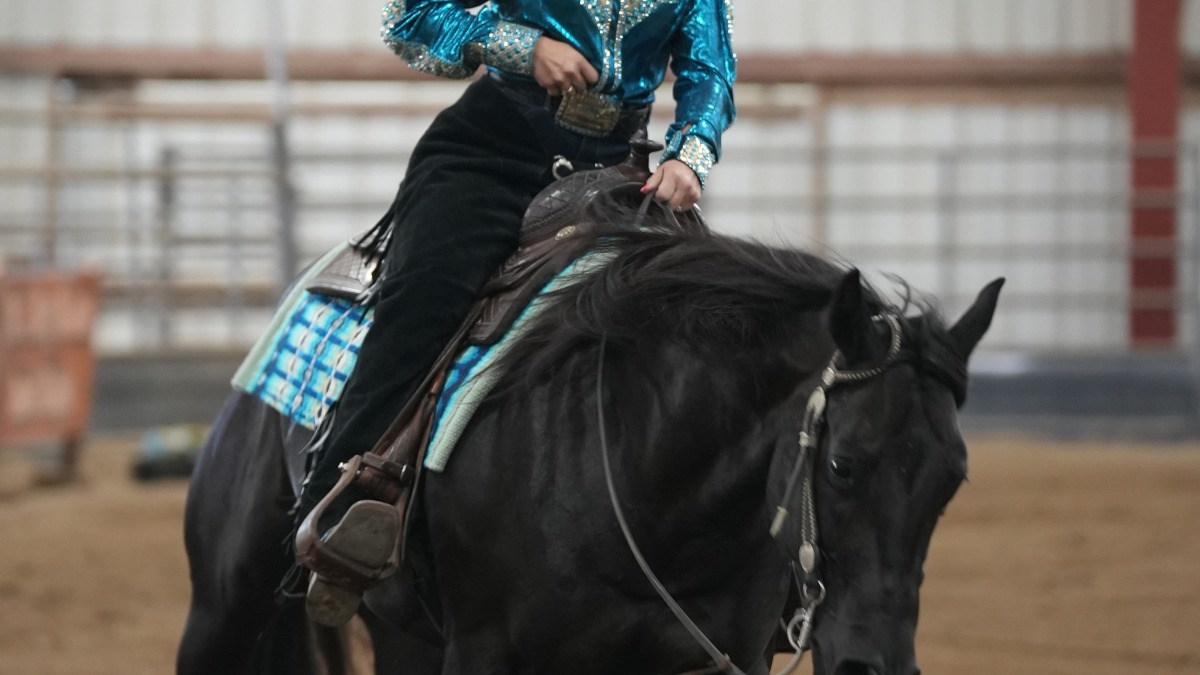 Video of rider on black horse