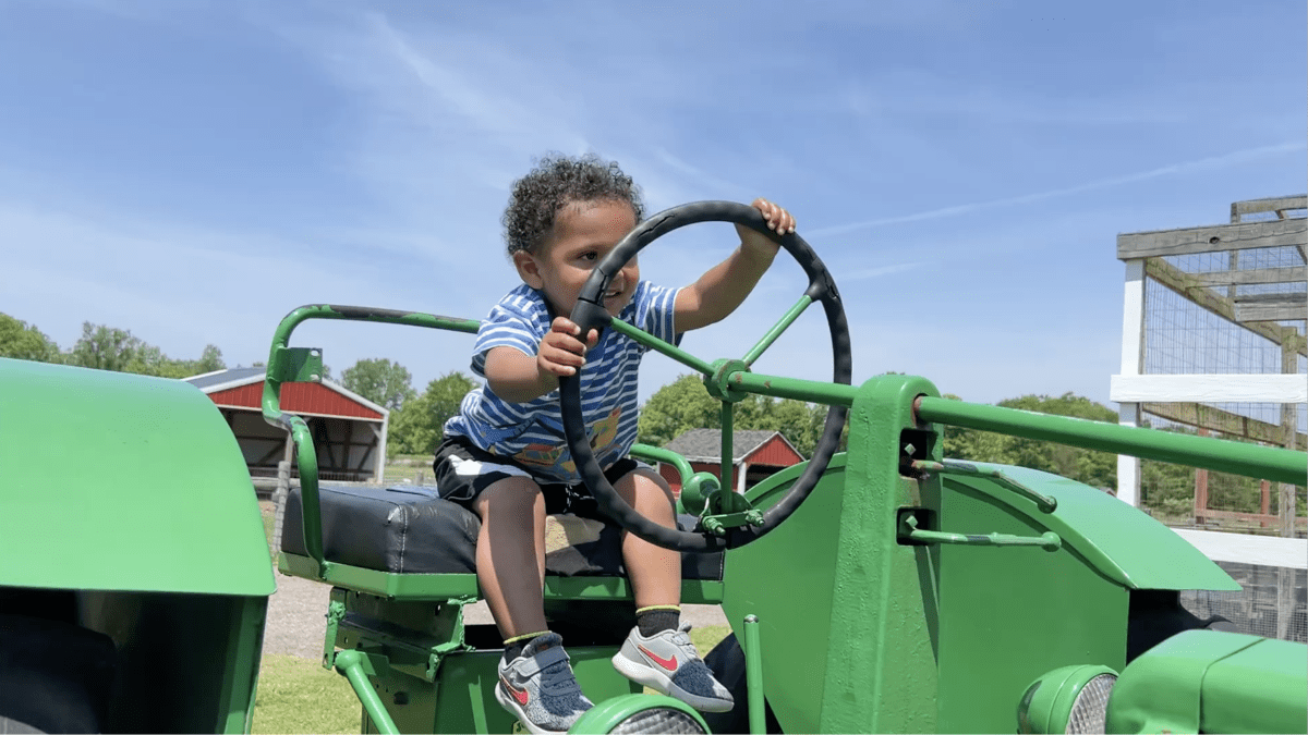 Our grandson on a tractor.