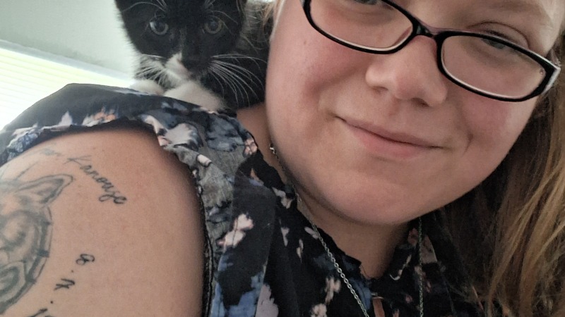 Myself teaching umi to be a shoulder cat