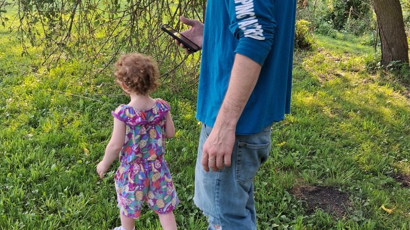 My husband and daughter exploring on our nature walk
