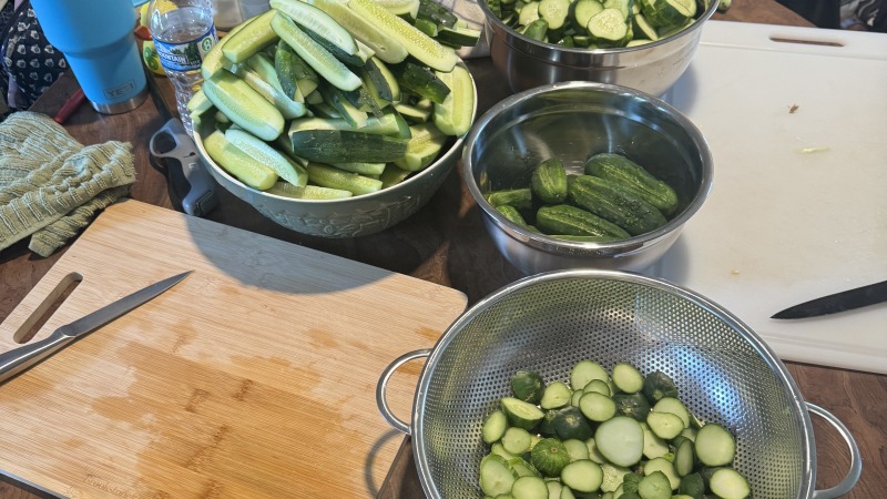 Prepping pickles for canning