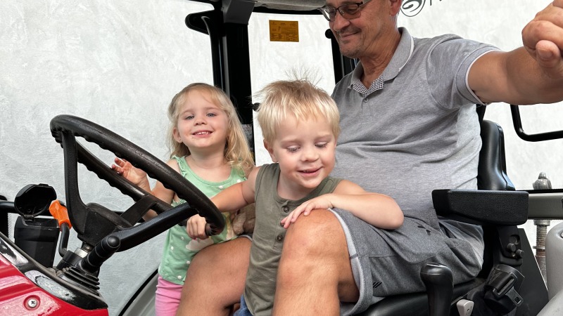 Taking a ride with grandpa 