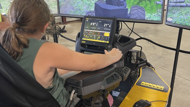 Morgan on a feller buncher simulator