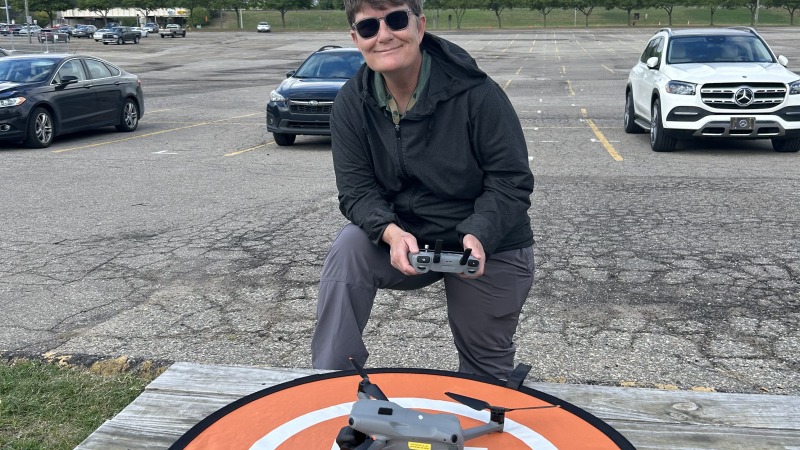 Colette Lane with her drone.