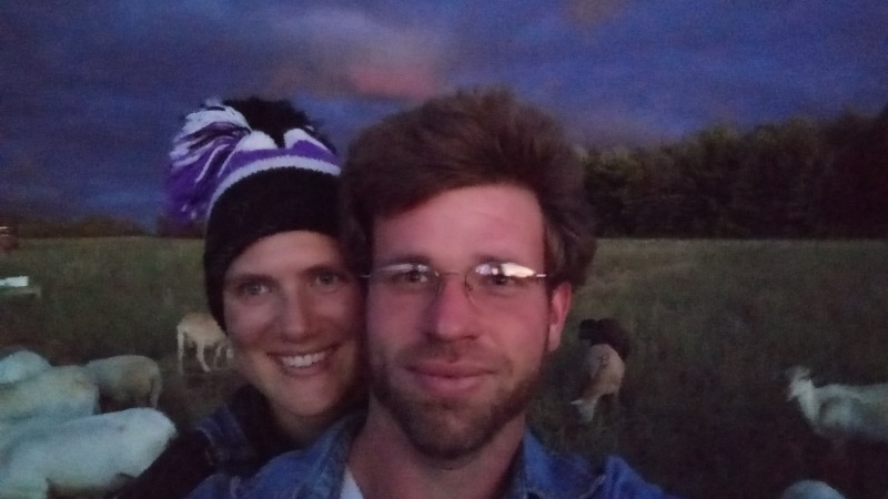 Julie and Dan dusk sheep selfie