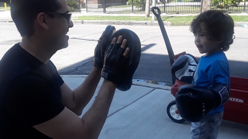 practicing focus mitts with my son