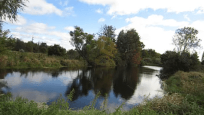 pond along road
