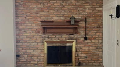 wood fireplace