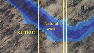 Showing the natural swale and land dimensions