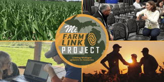 4 images with the MFL logo: a field, a convention, 2 people with a laptop, and 3 people at a sunset
